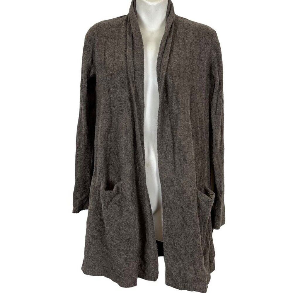 Barefoot Dreams Bamboo Chic Lite 428 Womens Taupe Gray Cardigan Sweater sz XS